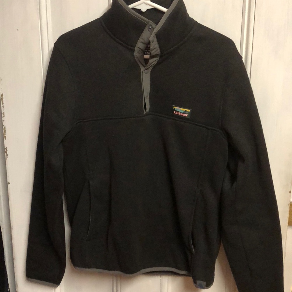 Men’s LL Bean Sweater Fleece Pullover Black (S)